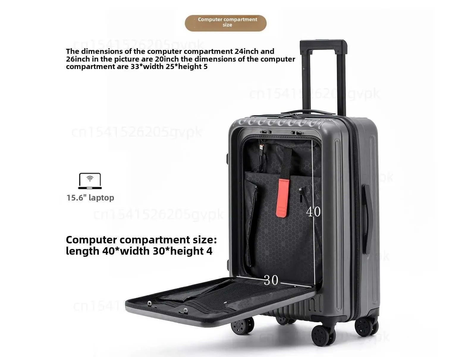 Multifunction Travel Suitcase on Wheels with Zipper Closure Corduroy ...