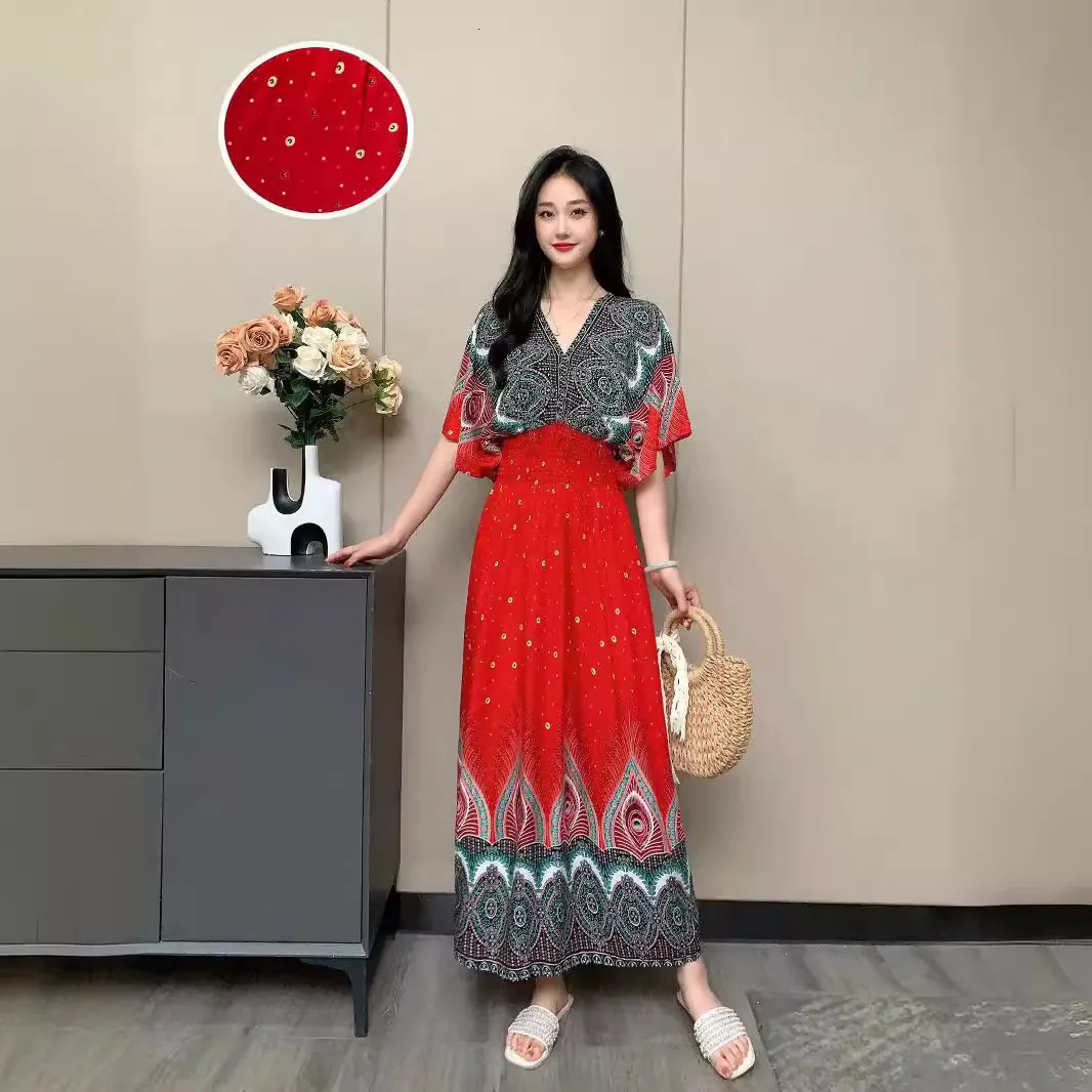 Cotton Silk V Neck Floral Dress For Women | DHgate Cotton Silk V Neck Floral Dress For Women | DHgate