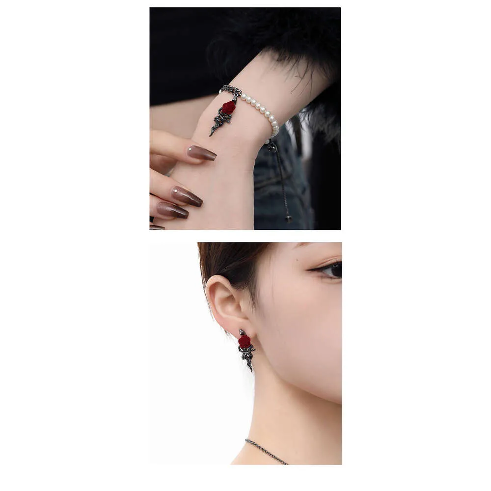 Rose Flower Stud Earrings With Silver Needle For Sweet Cool Girls_voghion.com