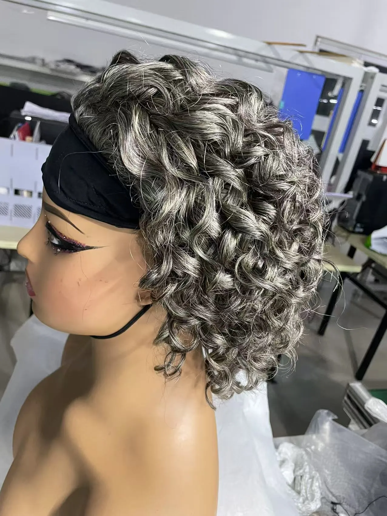 Save Big on Bulk Grey Full Lace Wig Human Hair Salt And Pepper Gray Human  Hair Half Wig With Headband Deep Curly Glueless Silver Grey Short Wig  Best