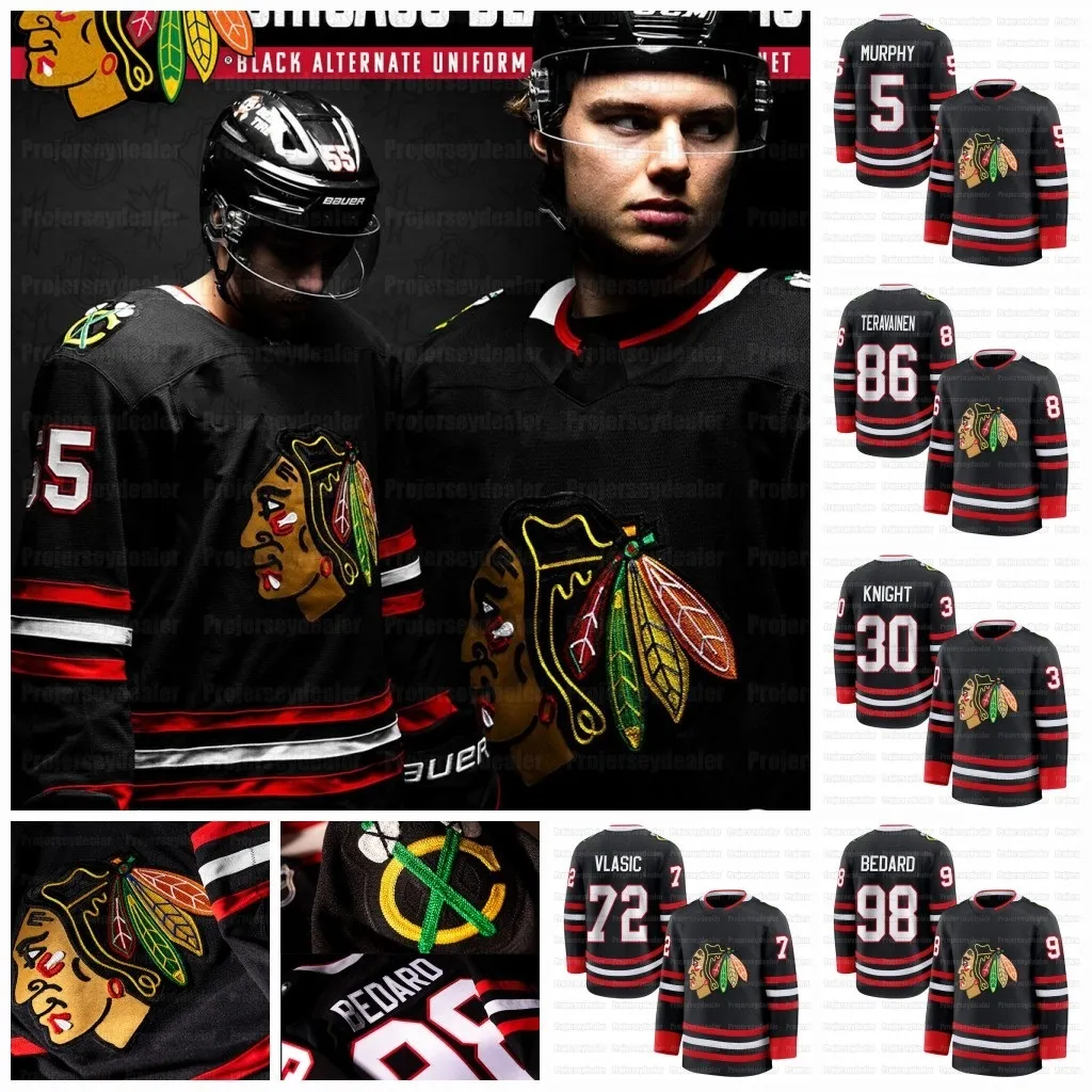 Blackhawkss 98 Bedard 2025 26 Black 100th Jersey Alex From 22