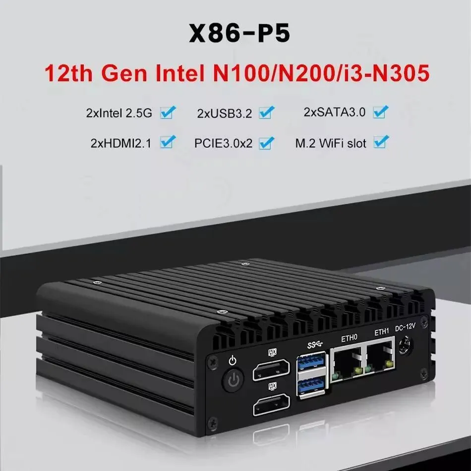 Topton Mini Pc Router Topton 12th Gen X86 P5 Super Mini Router With Intel I3/I355/N150, DDR5 ...