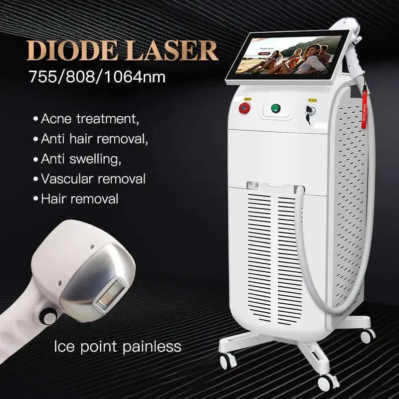 Non Invasive 808nm Diode Laser Laser Hair Removal Equipment With Ice ...