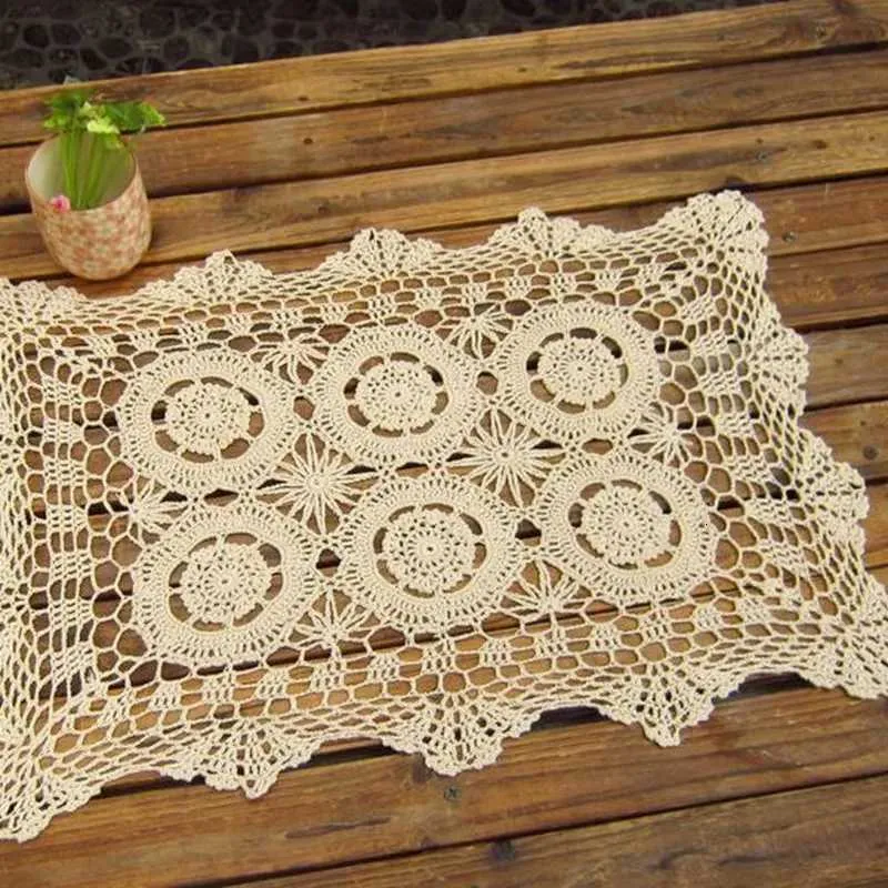 Crocheted Doilies 12x18 inches 35x50cm Rectangle Bamboo Vintage Crochet ...