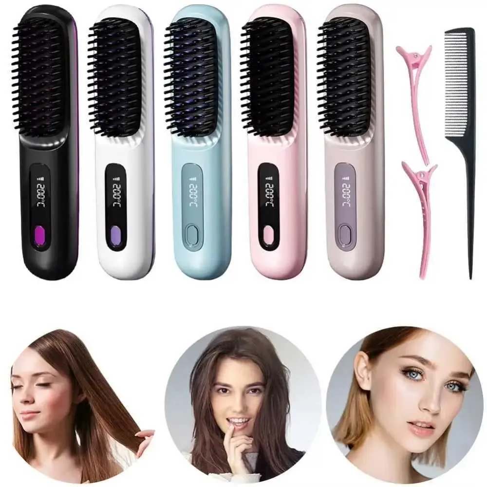 Digital Display Hair Straightening Comb Ceramic Plates 3-Level ...