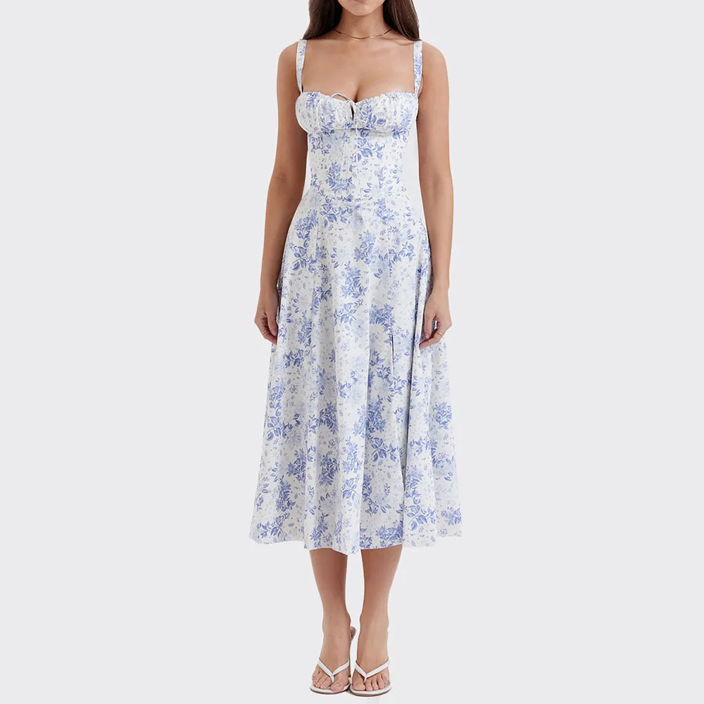 Vestidos Vintage Para Mujeres: Vestido Floral Sexy Con Tirantes
