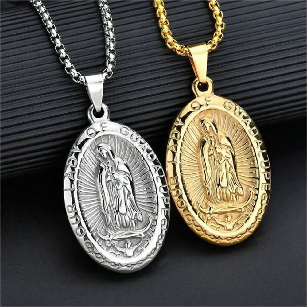 Stainless Steel Virgin Mary Pendant Necklace 3mm... From Sj820, $4.02 ...