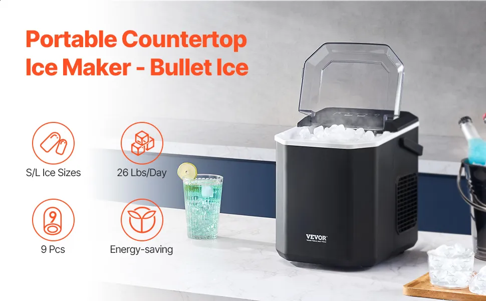 Portable Ice Maker For Countertop Use, Produces 9 Cubes Quickly ...