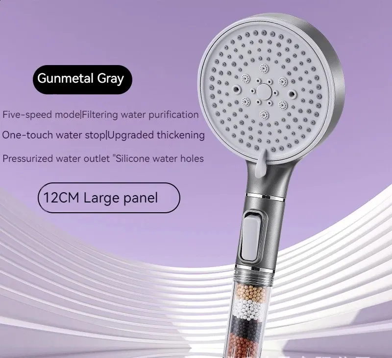 Calcium Sulfite Filter Head 5-speed High-pressure Shower Set Multifunctional Purification Bathroom Accessories 250422_voghion.com