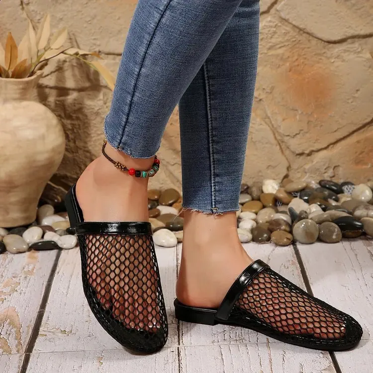 Mules basse con strass da donna sandali estivi traforati_voghion.com