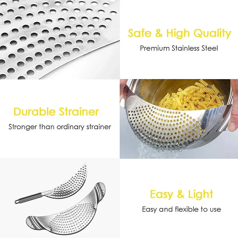 Set Da Cucina 2 Pezzi In Acciaio Inox – Schiumarola Ragno E Colino Passapasta, Utensili Per Filtrare, Scolare E Friggere - 6