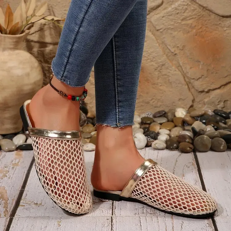 Mules basse con strass da donna sandali estivi traforati_voghion.com