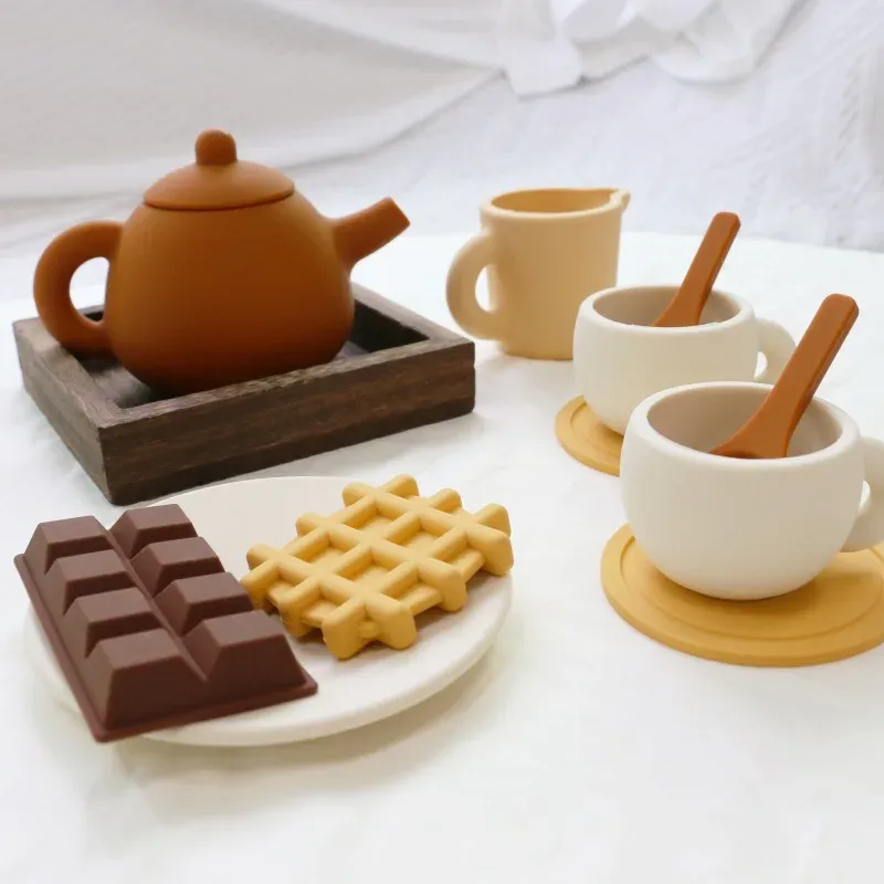 Silicone Toddler Tea Set Educational Teapot And Cups Toy For ...