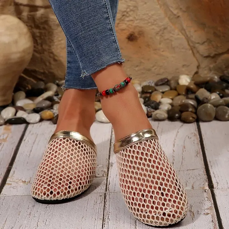 Mules basse con strass da donna sandali estivi traforati_voghion.com