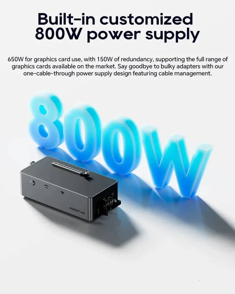 AOOSTAR AG02 EGPU Dock 800W Power Supply OCuLink From