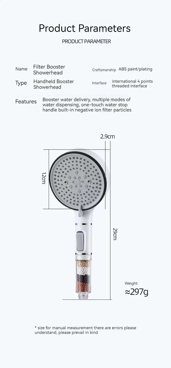Calcium Sulfite Filter Head 5-speed High-pressure Shower Set Multifunctional Purification Bathroom Accessories 250422_voghion.com