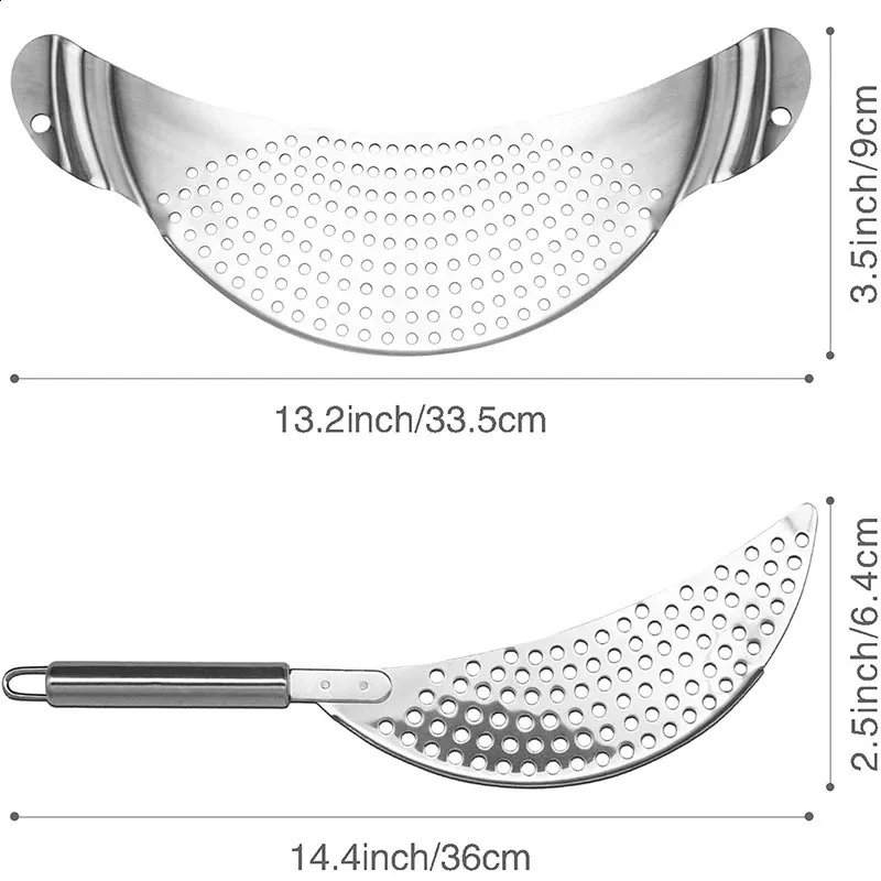 Set Da Cucina 2 Pezzi In Acciaio Inox – Schiumarola Ragno E Colino Passapasta, Utensili Per Filtrare, Scolare E Friggere - 5