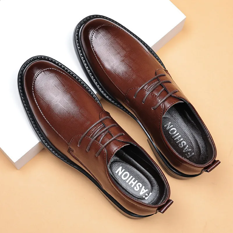 Mens leather business shoes with wedge heel and open toe, PU material,  lace-up closure, wide fit for formal events from Dhgate Dress Shoes - price  64.4