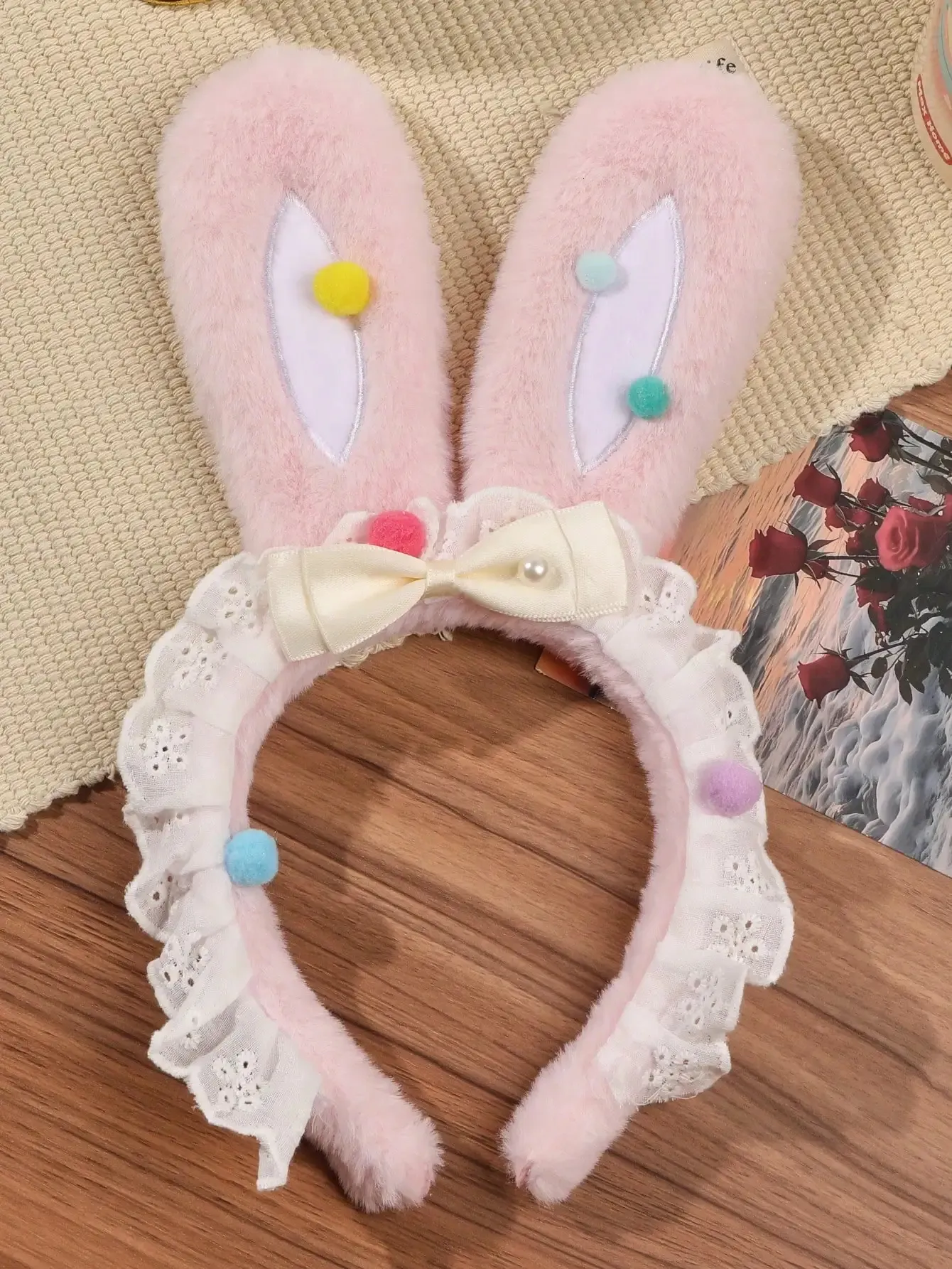 Set De Diadema Orejas De Conejo De Peluche – Incluye Cola, Lazos Y Pegatinas Brillantes, Perfecto Para Disfraces Y Fiestas