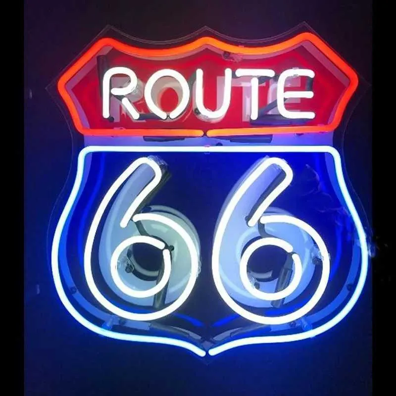 Route 66 Neon Sign – LED Wall Decor, American Highway Main Street Of America Light – Dimmable USB Night Light For Man Cave, Garage, Living Room, Party, Birthday Gifts