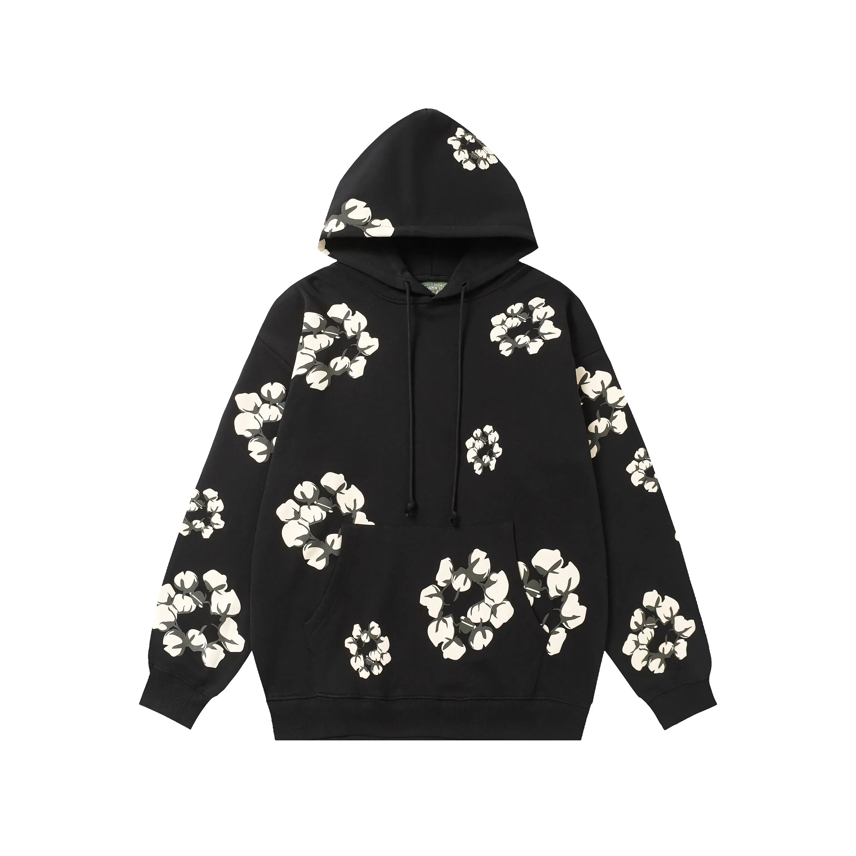 Floral Hoodie Sweat Suit Unisex Pullover Cotton Blend Green Red