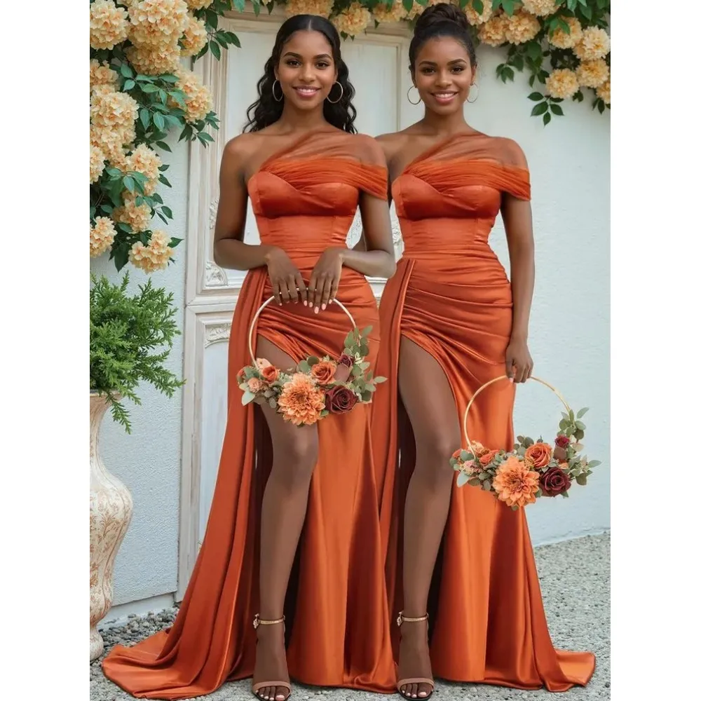Orange Bridesmaid Dress Sexy Strapless Sleeveless... From 113,48  | DHgate