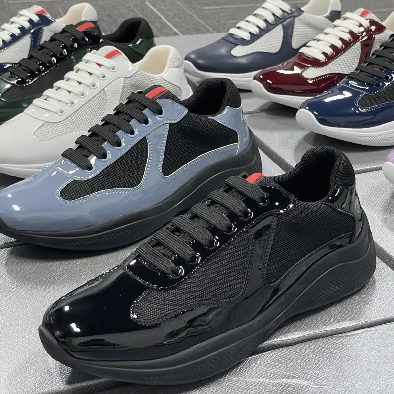 America Cup Sneakers Designer Patent Leather Shoes Men Shoes Mesh