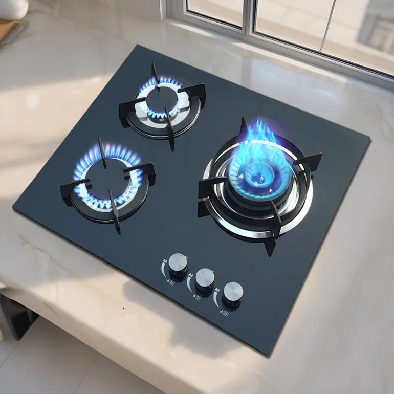 Fire Cooktop Black Three Eye Gas Stove Embedded Natural Gas Cooktop, European Style ...