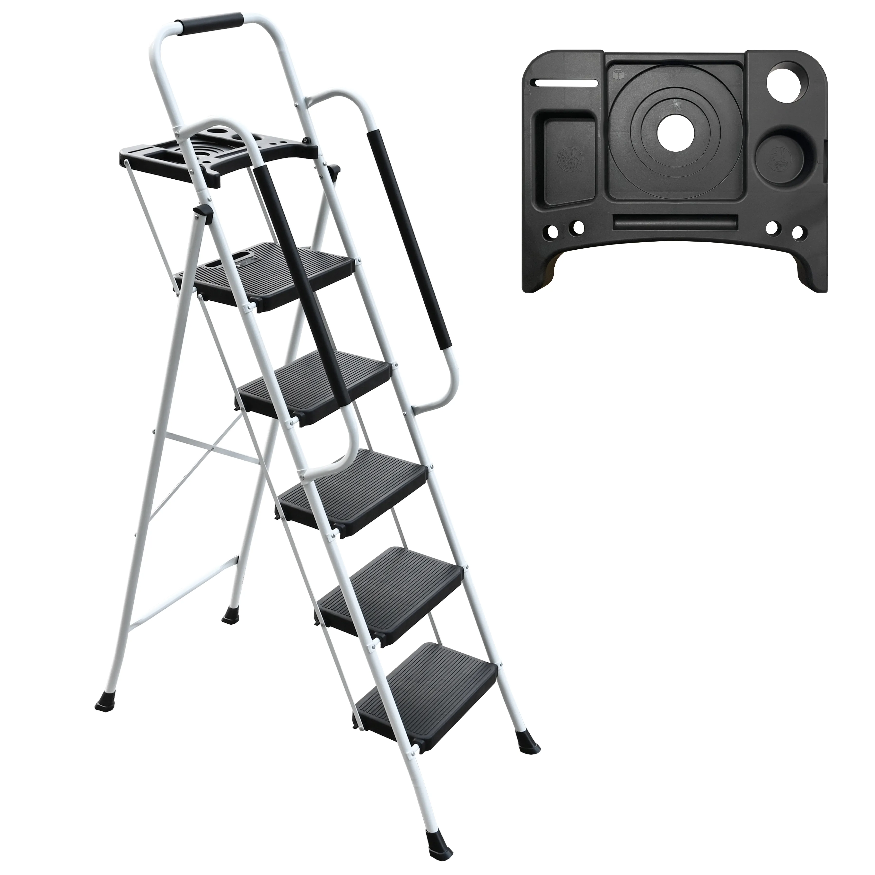 5 Step Ladder With Handrails Portable Folding Steel... From ...