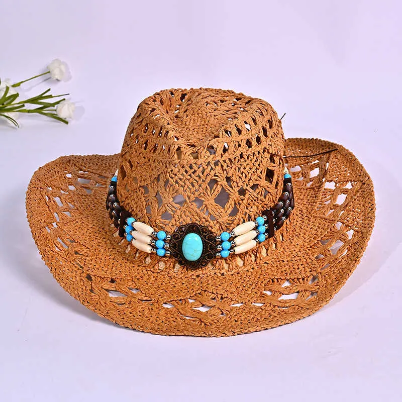 Melesh Adult Sun Straw Women Men Cowgirl Western Cowboy Hat Colored Melesh Adult Sun Straw Women Men Cowgirl Western Cowboy Hat  main image 2