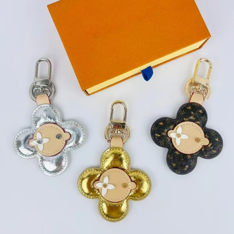 Designer round leather keychain with amethyst stone and 18K gold plated ...