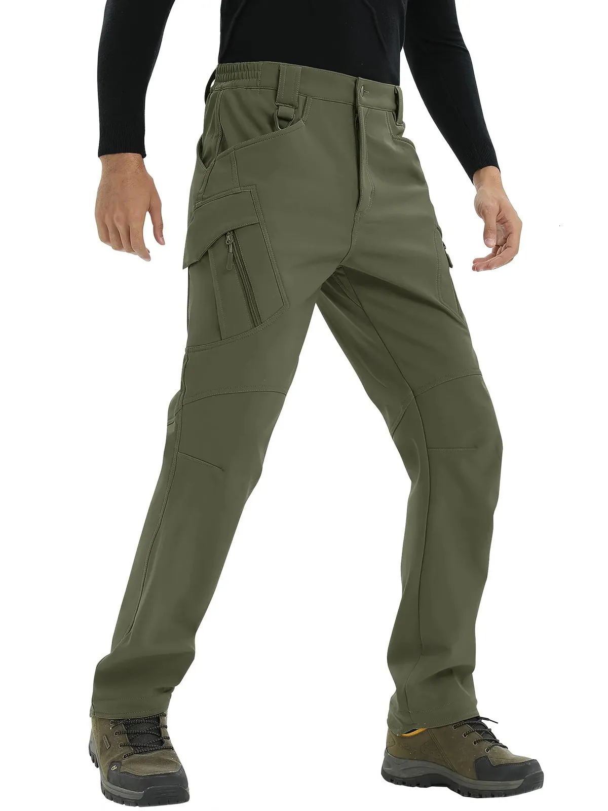 TACVASEN Winter Softshell Warm Pants Mens Outdoor Hiking Cargo ...