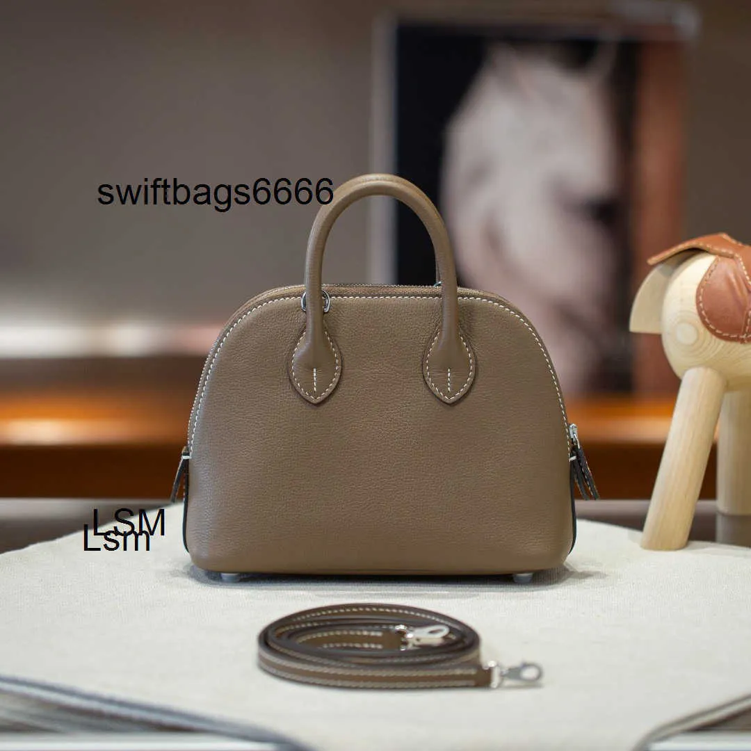 Mini Shoulder Bag Top Layer Cowhide Small Shell Bag with Zipper Closure ...