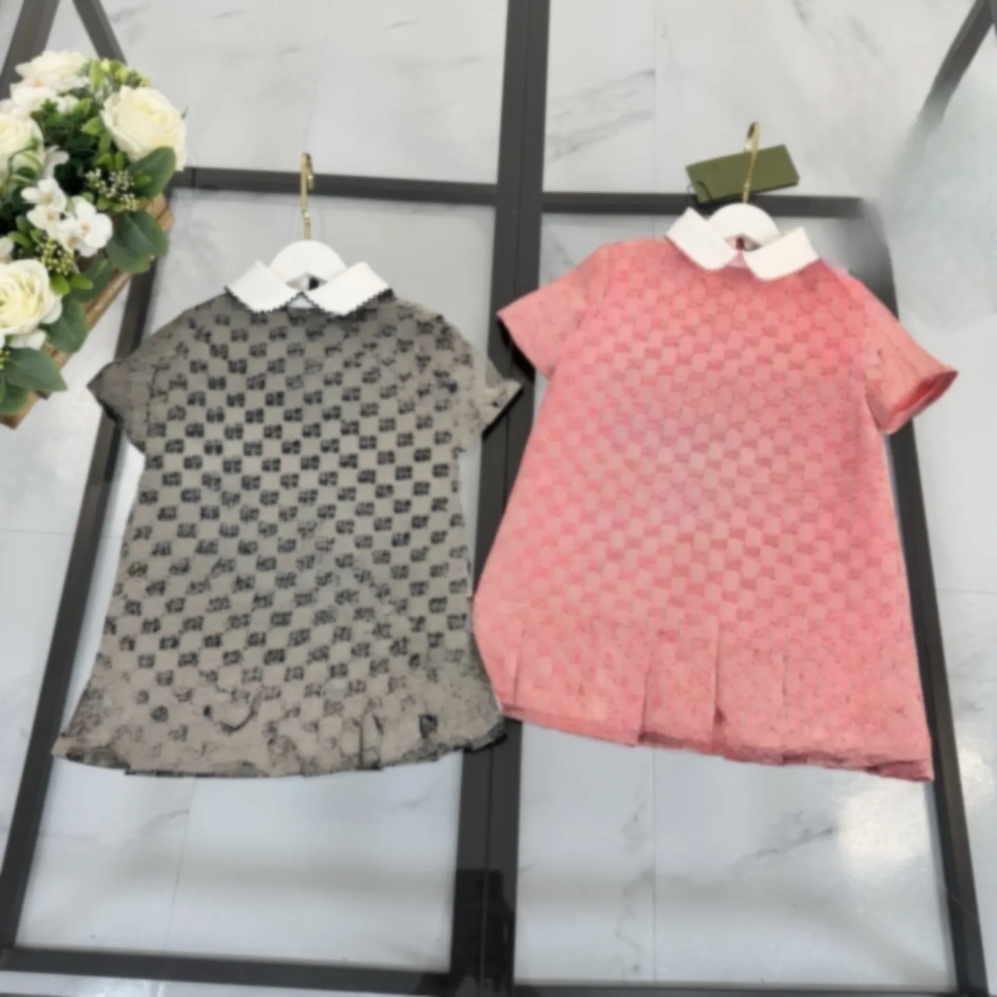 Designer Girls Letter Jacquard Dress   Kids Pleated... 