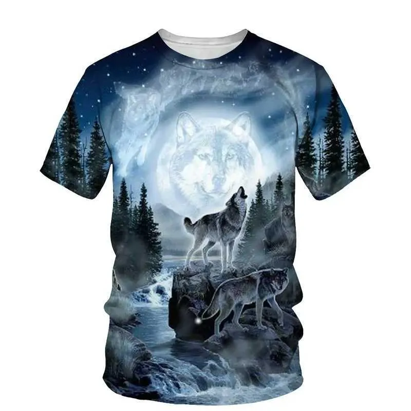Wholesale W250425 Mens Wolf Pattern 3D Print T Shirt Casual... From ...