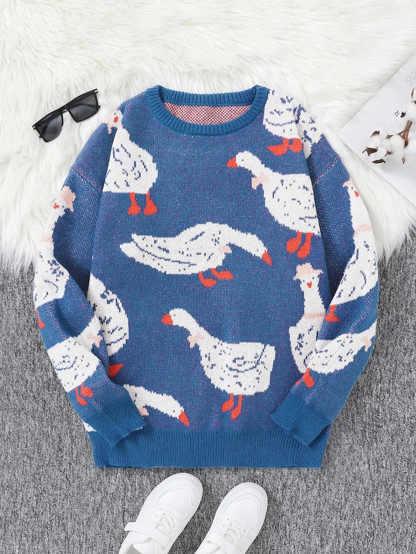 X251125 Mens Pullover Sweater Duck Jacquard Knit ... From 
