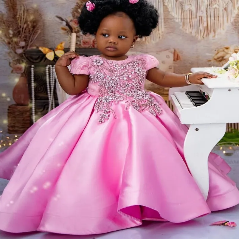 ZJ4241 Pink Satin Flower Girl Dresses Beaded... From Chic_cheap, $100.81 | DHgate.Com ZJ4241 Pink Satin Flower Girl Dresses Beaded... From Chic_cheap, $100.81 | DHgate.Com