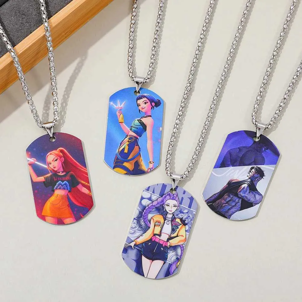 KPop Demon Hunters Stainless Steel Dog Tag Necklace Rectangular UV