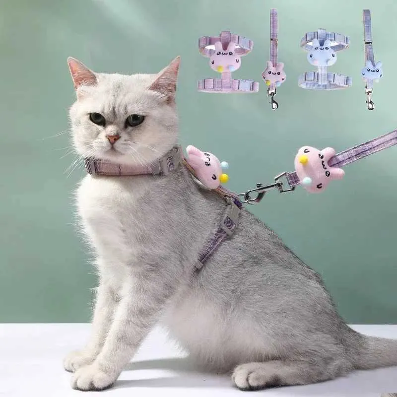 Adjustable Cat Harness Leash Set Breathable Mesh Vest Escape Proof ...