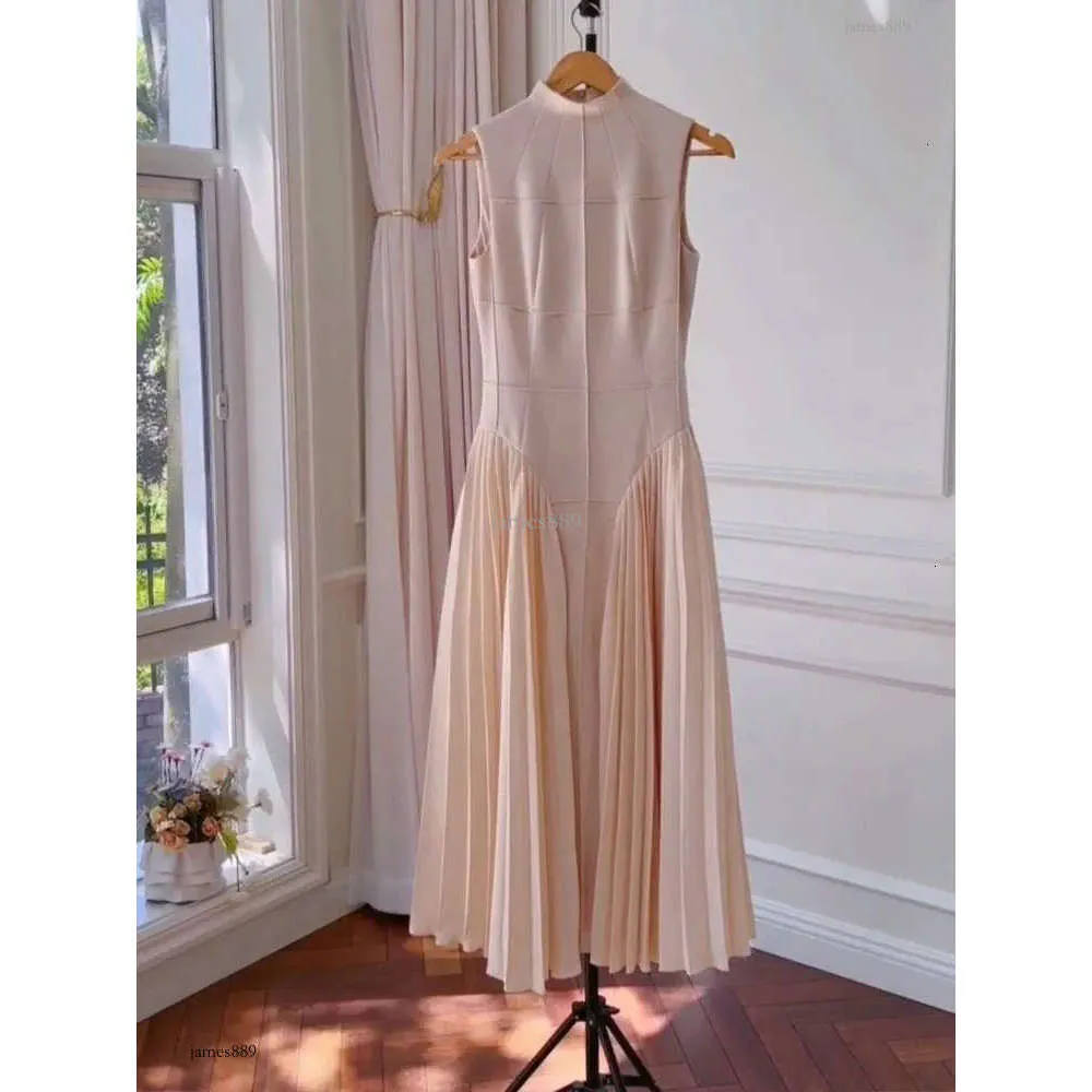 open lace back dress Apricot Linen Pleated Flared Dress  Gothilo