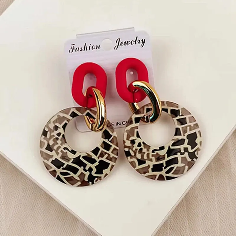Orecchini A Cerchio Grandi Vintage Con Stampa Leopardata E Tartaruga, A Goccia, In Lega, Per Donna