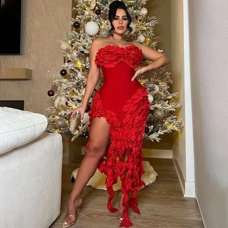 Strapless Ruffle Dress For Women Elegant Irregular Tassel Evening Gown,  Perfect As Celebrity Birthday Dresses For Night Parties From Clothes686868,  $38.04 | DHgate.Com