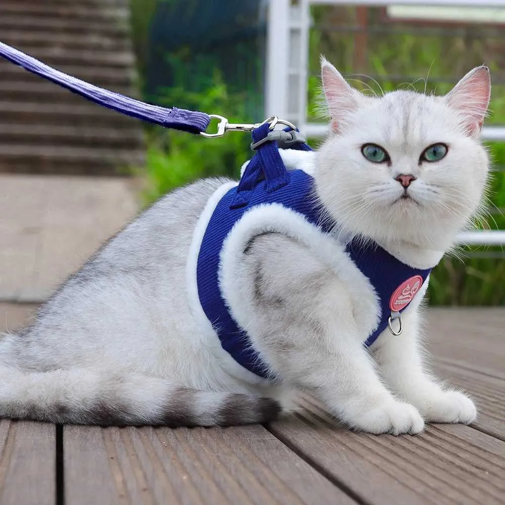 Picture Idea: Reflective Rabbit Fur Cat And Dog Harness And Leash Set