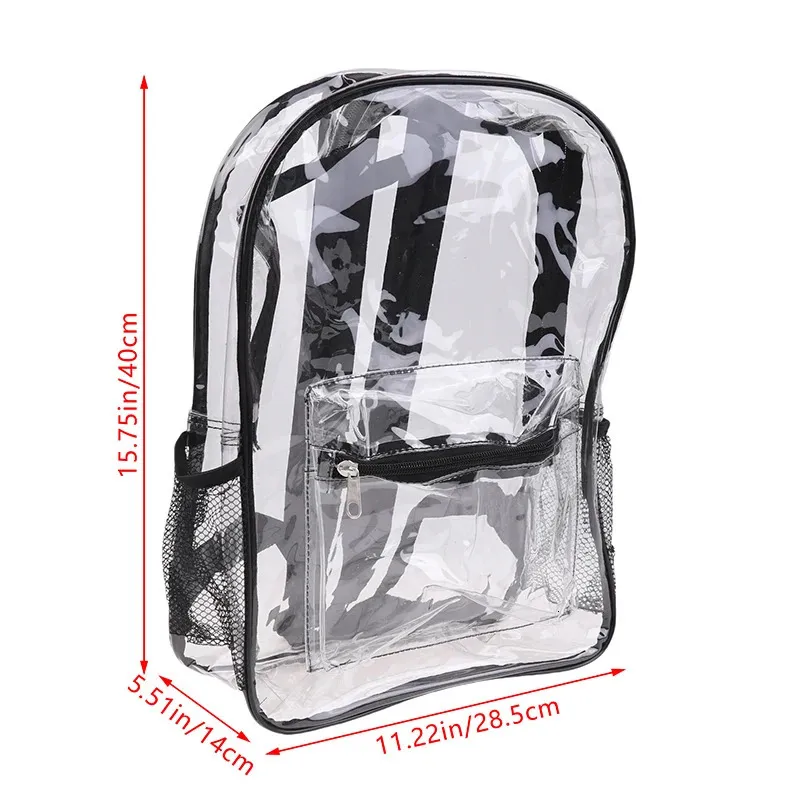Zaino sportivo in PVC trasparente per esterni, fitness, viaggi casual, visibile, estivo, da spiaggia, con custodia per cellulare, impermeabile._voghion.com