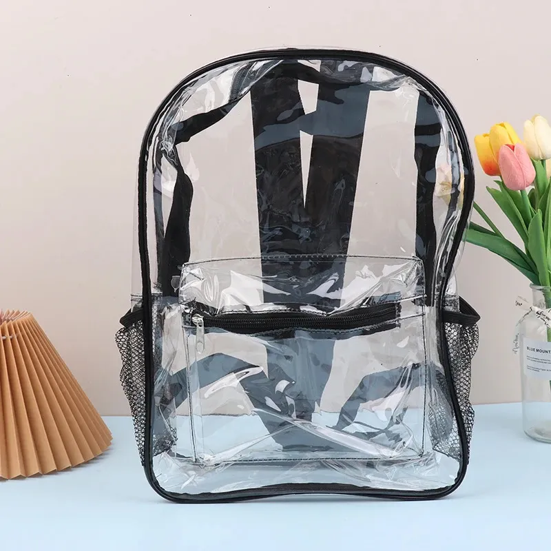 Zaino sportivo in PVC trasparente per esterni, fitness, viaggi casual, visibile, estivo, da spiaggia, con custodia per cellulare, impermeabile._voghion.com
