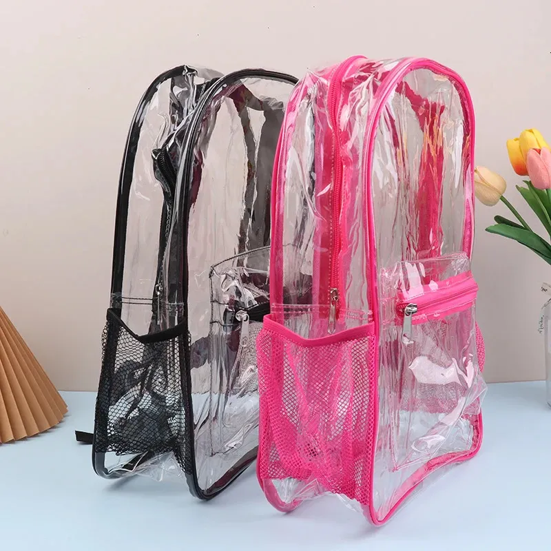 Zaino sportivo in PVC trasparente per esterni, fitness, viaggi casual, visibile, estivo, da spiaggia, con custodia per cellulare, impermeabile._voghion.com