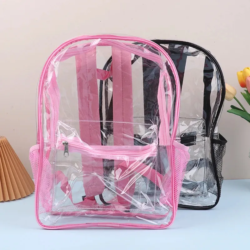 Clear PVC Outdoor Sports Fitness Knapsack Casual Travel Visible Backpack Summer Beach Cell Phone Bag Waterproof Backbag_voghion.com