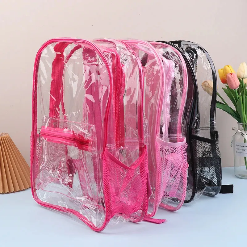 Zaino sportivo in PVC trasparente per esterni, fitness, viaggi casual, visibile, estivo, da spiaggia, con custodia per cellulare, impermeabile._voghion.com