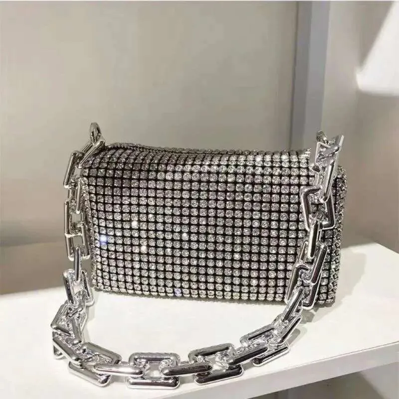 Allover Rhinestone Bucket Bag Mini Glitter Crossbody Purse With Chain ...