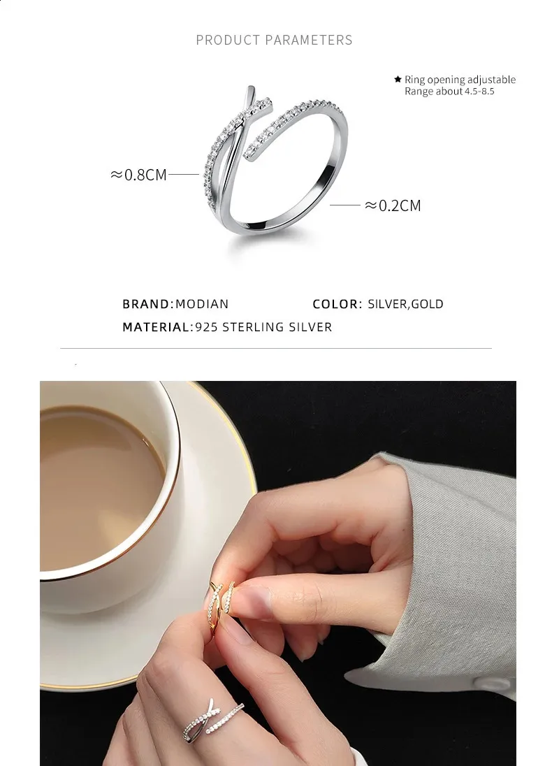 Modian Sparkling Clear CZ Geometric Cross Letter X Shape Open ...